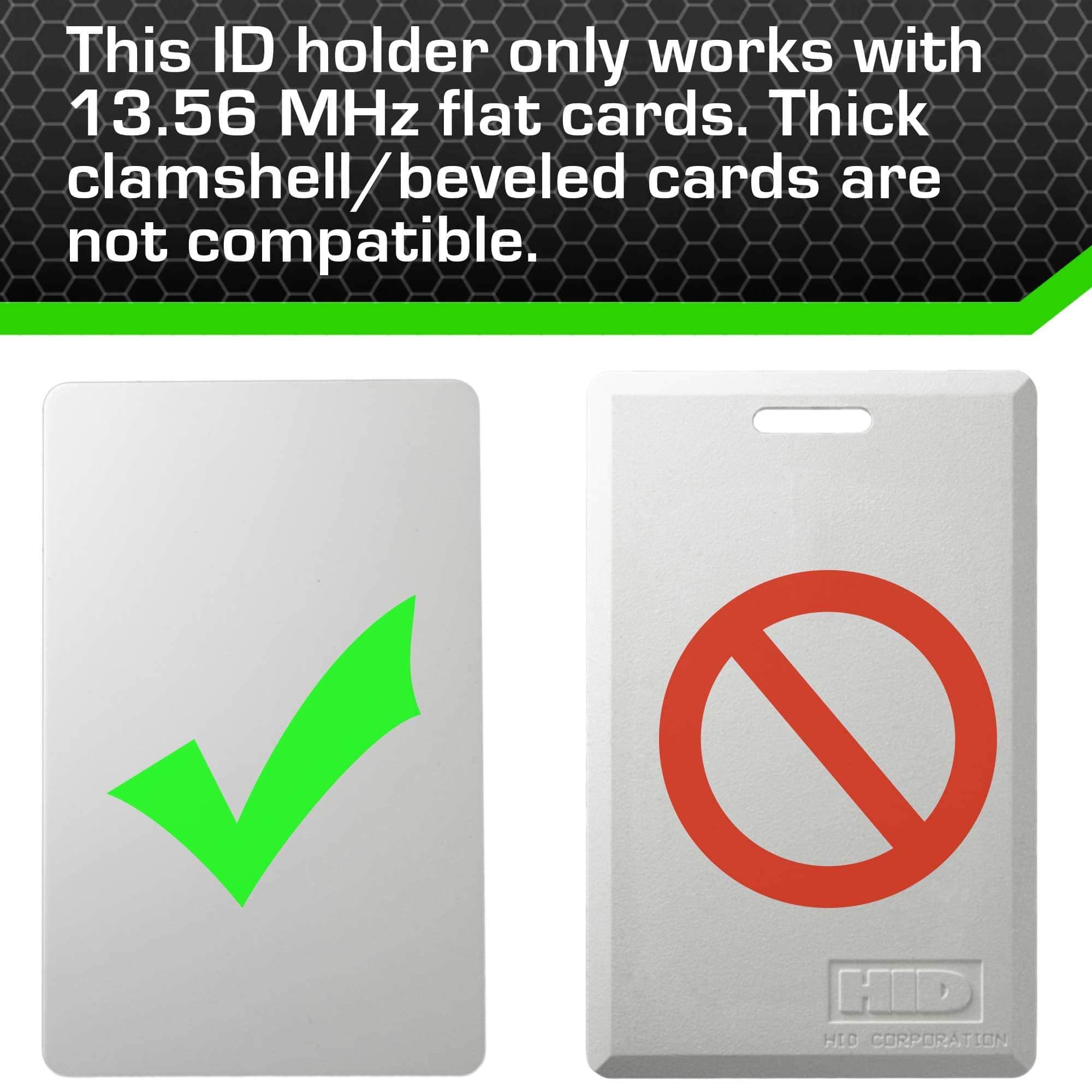 100 Pack - Vertical Half Card Badge Holder for Smart Cards (CHIP INSERT)  PIV Common Access and Credit Cards - Crystal Clear Hard Polycarbonate  Plastic - Heavy Duty Grippers Clamp Tight - Specialist ID 