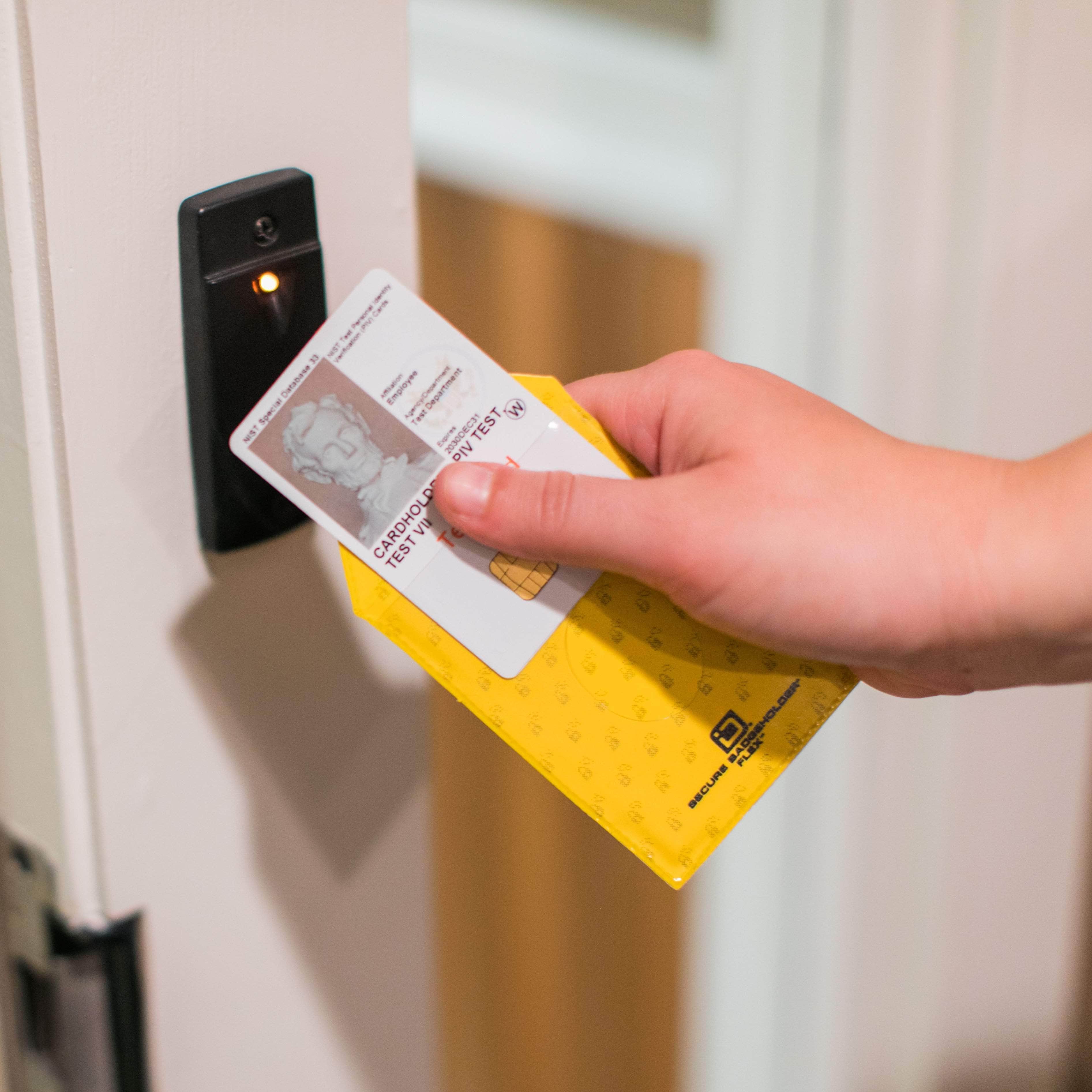 Secure Badge Holder Flex Vertical 2 ID Card Holder - Yellow - IDSH3004 - 001B - Ylw