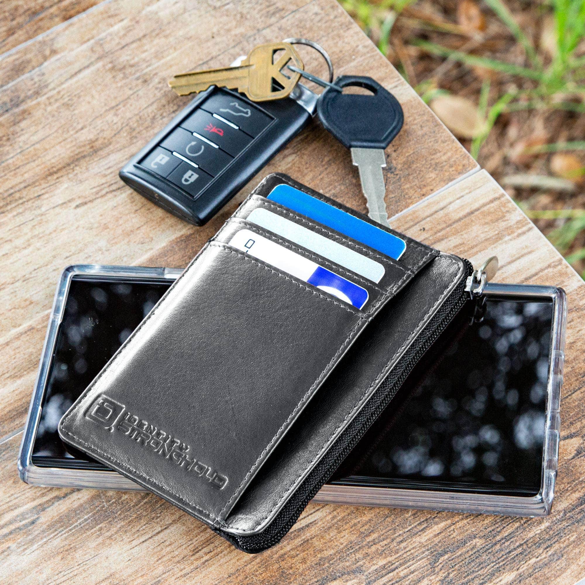 7004 Black RFID Blocking Minimalist Wallet with Phone