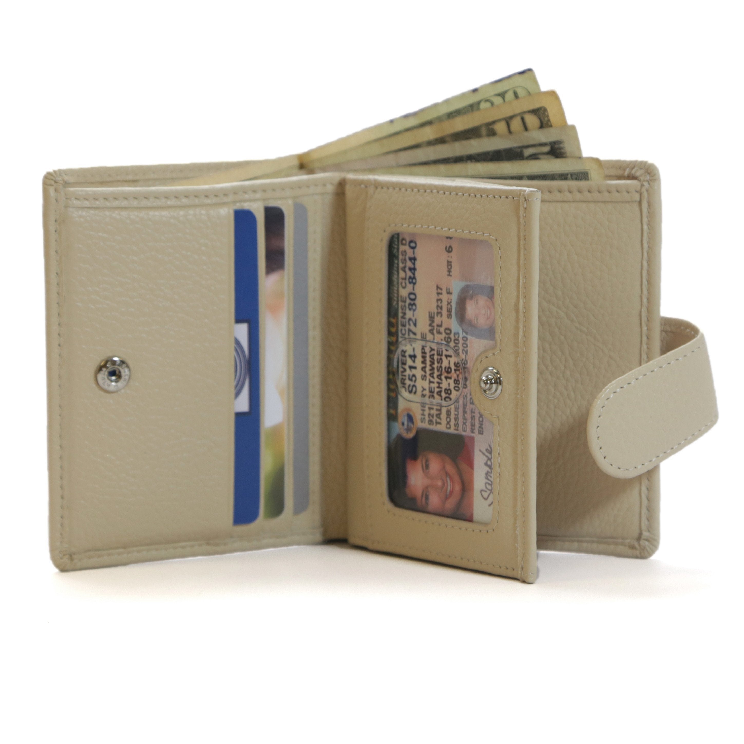 Women's RFID 7 Slot Bifold Leather Wallet - Cognac - IDSH7118 - cognac