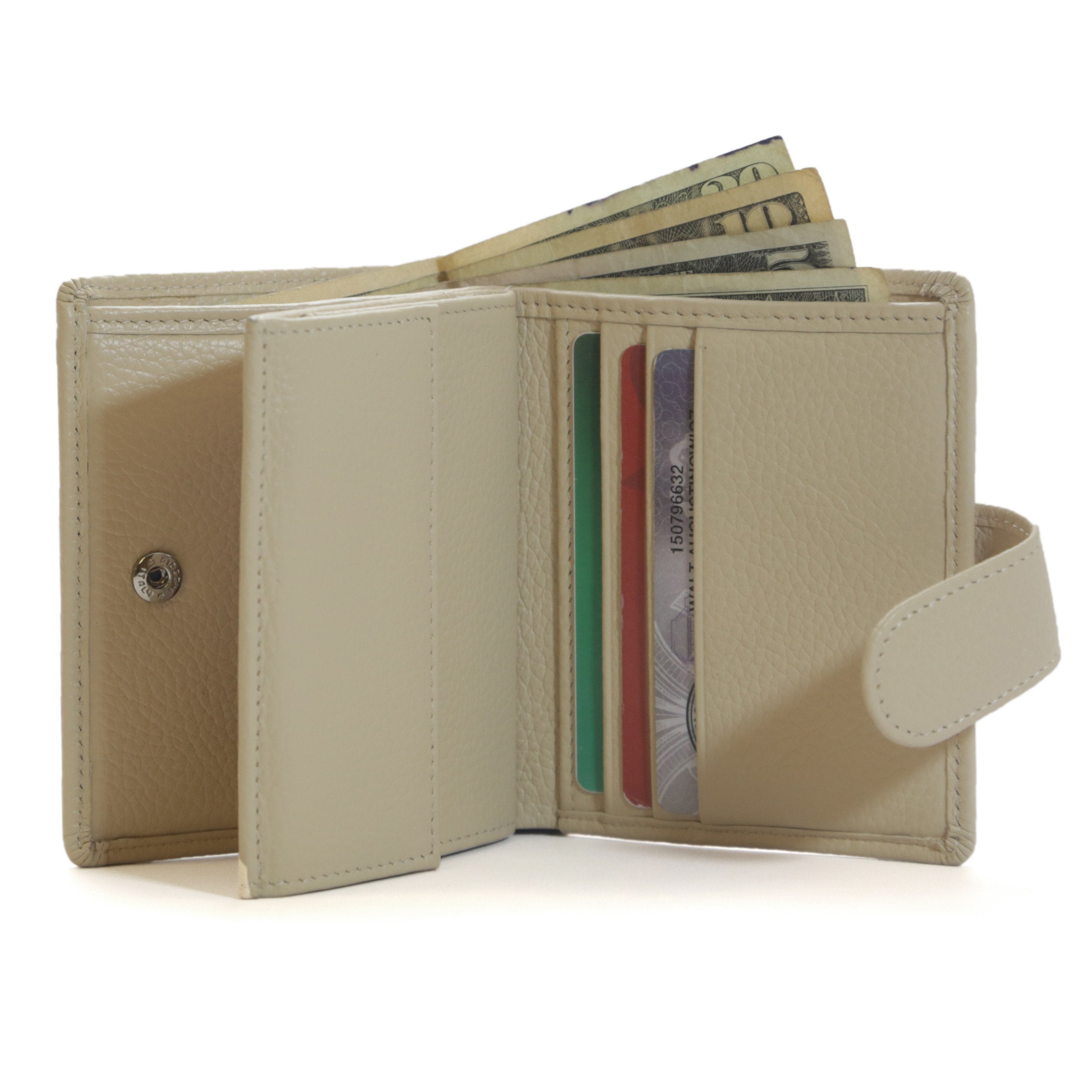 Women's RFID 7 Slot Bifold Leather Wallet - Cognac - IDSH7118 - cognac