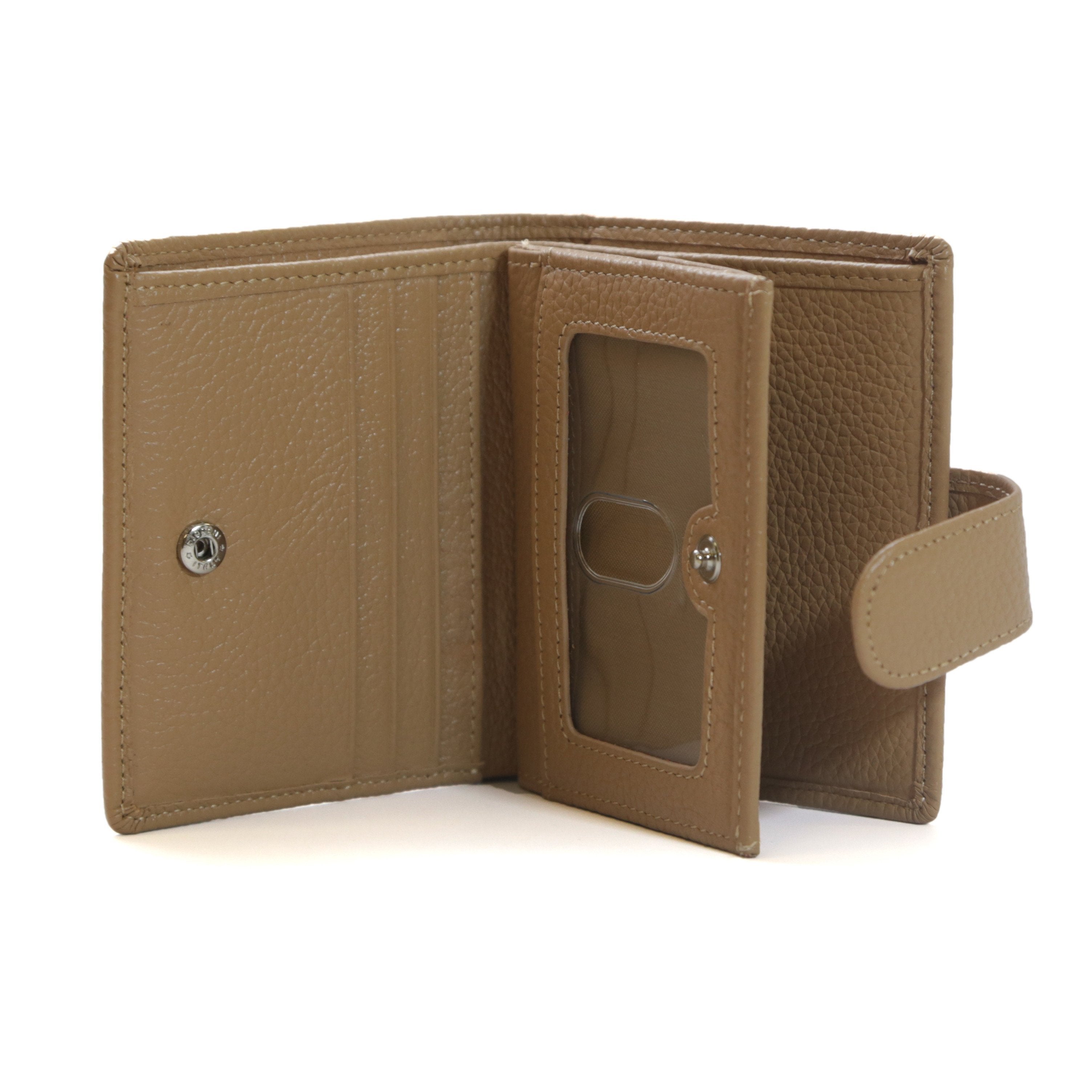Women's RFID 7 Slot Bifold Leather Wallet - wheat - IDSH7118 - Wheat
