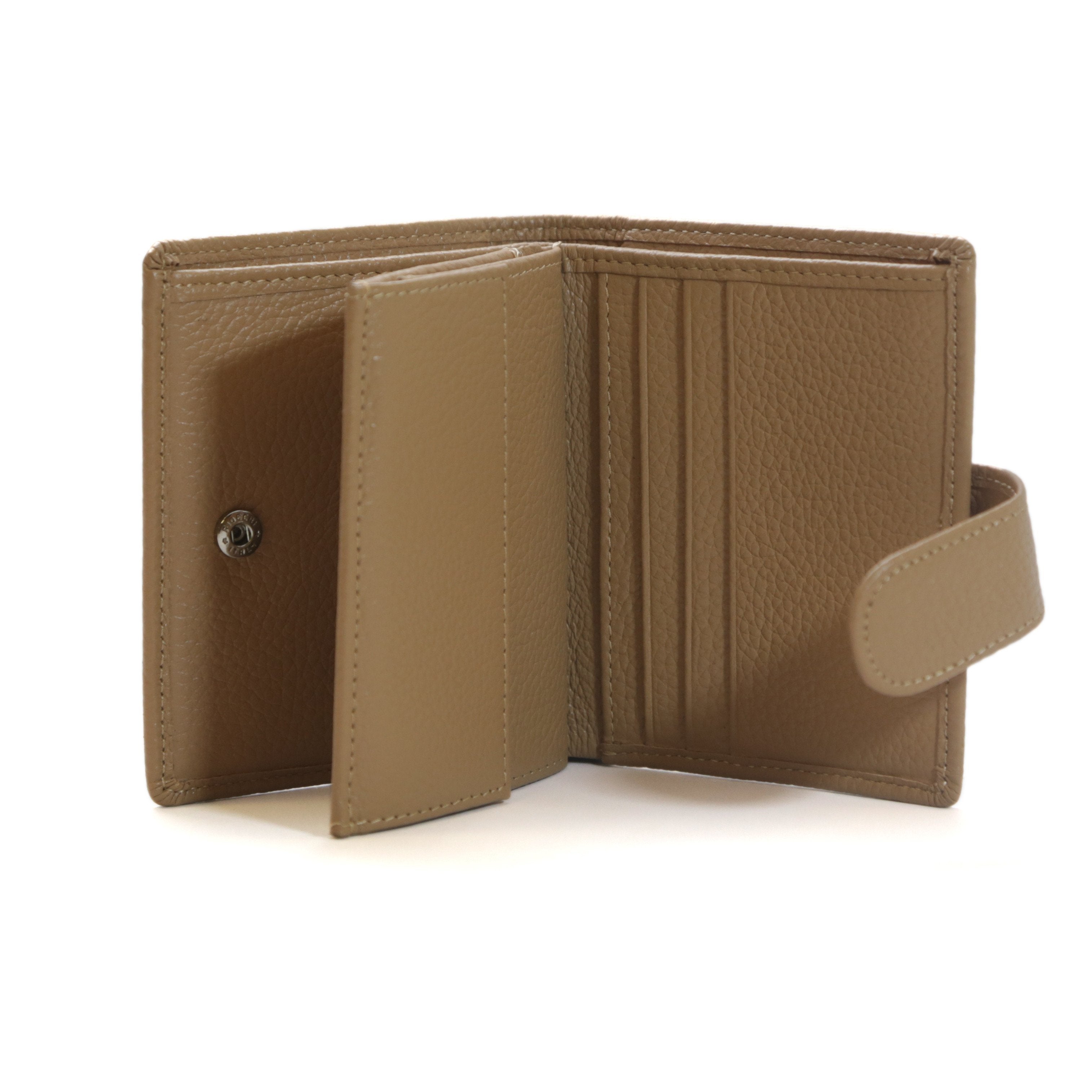 Women's RFID 7 Slot Bifold Leather Wallet - wheat - IDSH7118 - Wheat