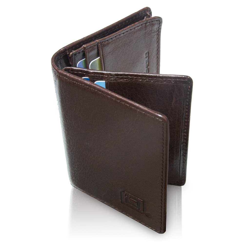 Men's RFID Wallet - High Capacity Just Cards Wallet - Brown - IDSH7019 - RumRsn