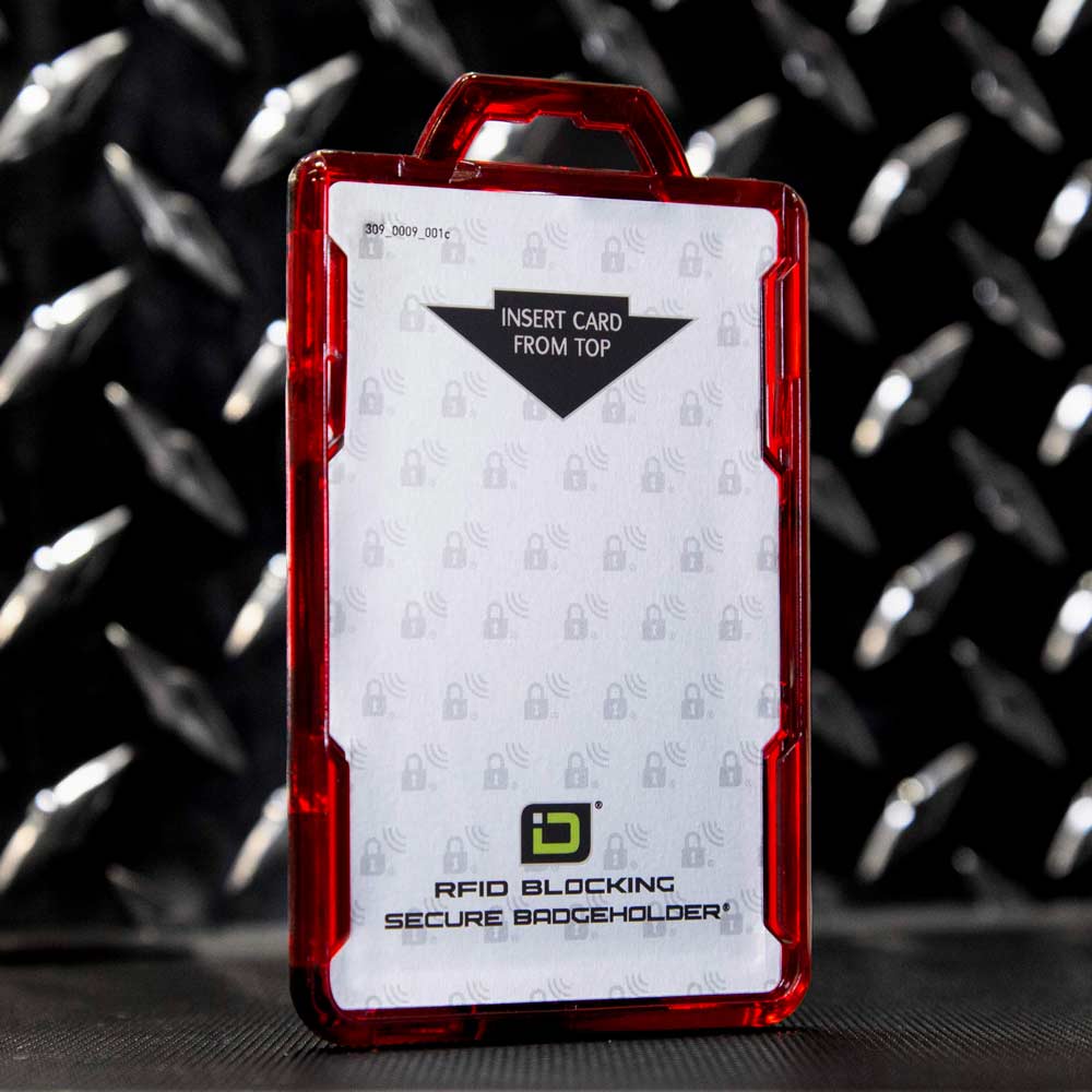 Secure Badge Holder Lite ™ Vertical 1 ID Card Holder - Red - IDSH9001 - 001B - Red