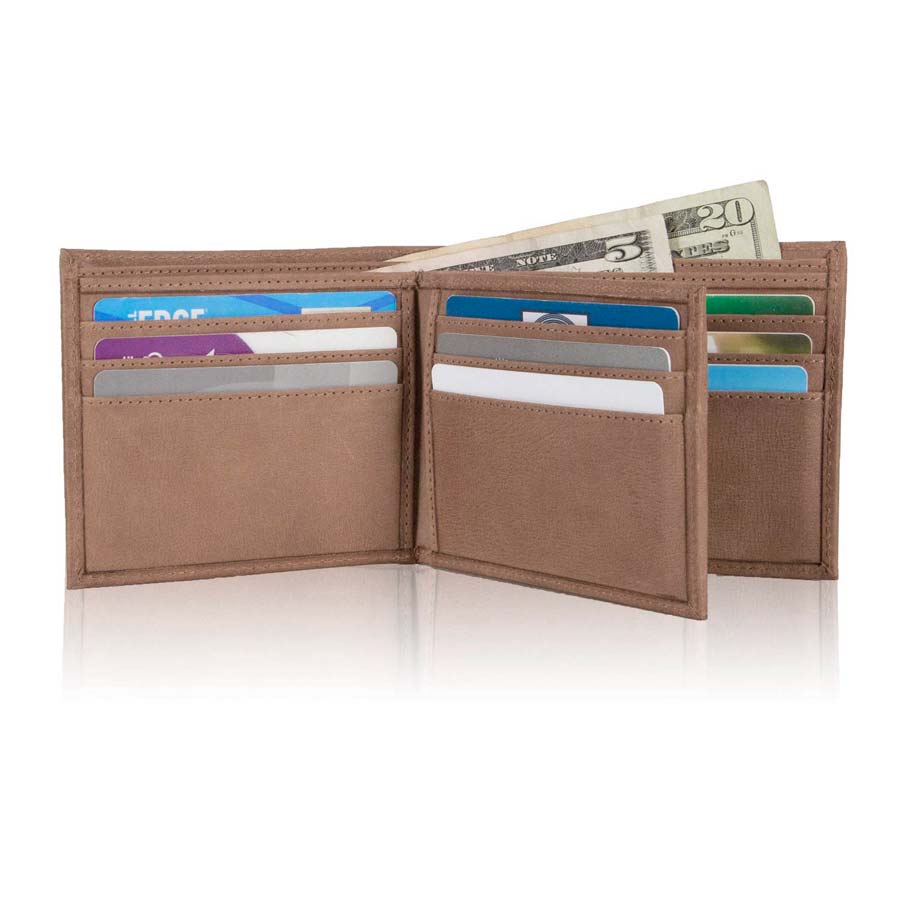 Mens RFID 10 Slot Bifold Wallet with ID Window - Sand Stone - IDSH7005 - sndstn