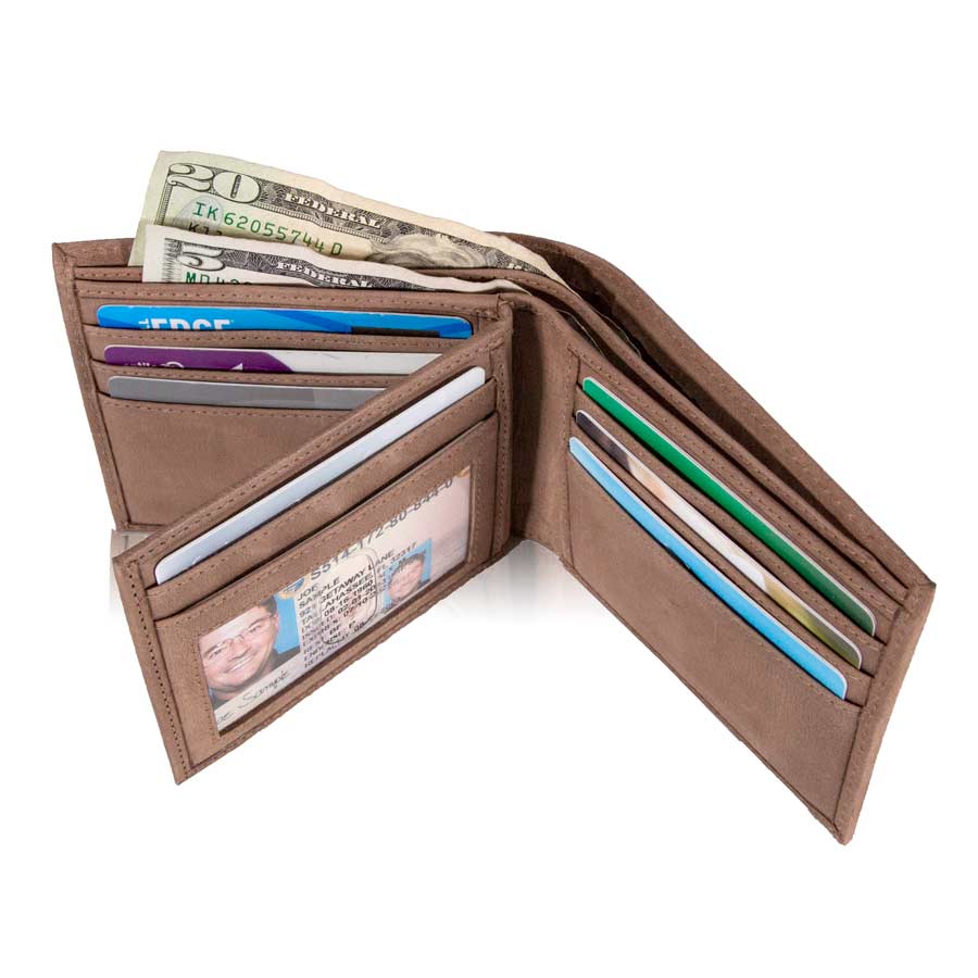 Mens RFID 10 Slot Bifold Wallet with ID Window - Sand Stone - IDSH7005 - sndstn