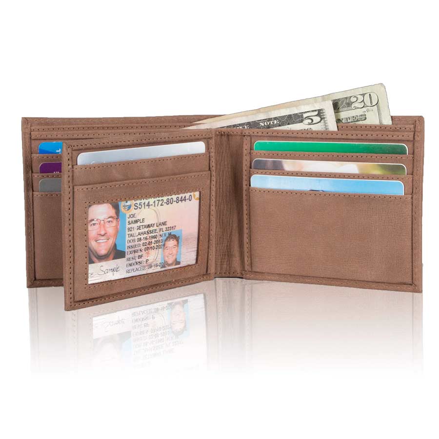 Mens RFID 10 Slot Bifold Wallet with ID Window - Sand Stone - IDSH7005 - sndstn