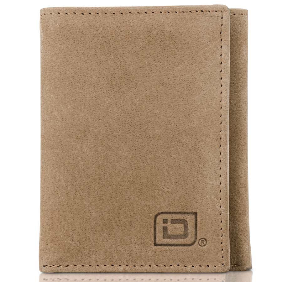 Identity Stronghold Leather Trifold Wallets for Men - RFID Blocking - Mens Trifold Wallet Tan