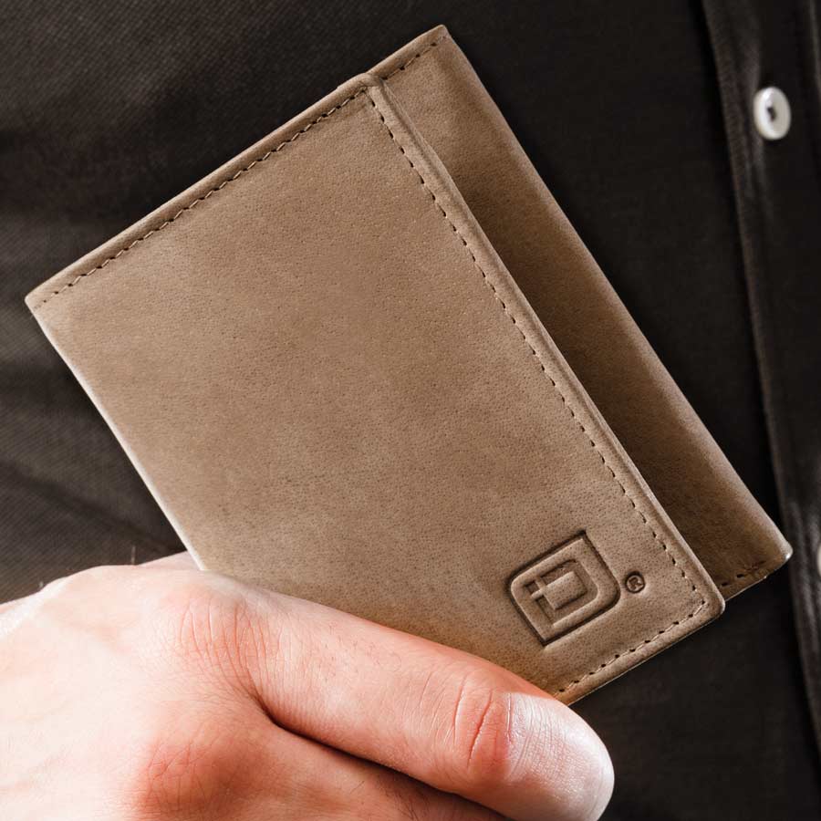 Safe Harbor ® Mens RFID Wallet - Extra Capacity Trifold 8 slot with ID Window - Tan - IDSH7003 - ID - sndstn