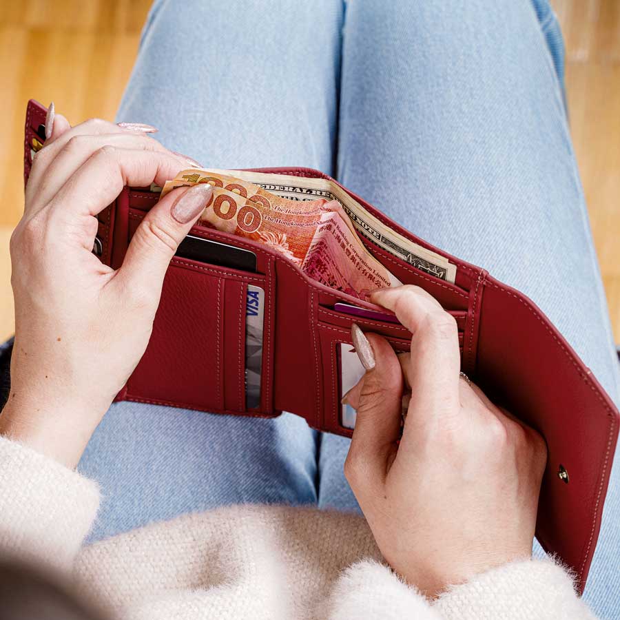 RFID Blocking Women's Leather Trifold Wallet - Red - IDSH7102 - red